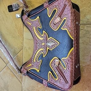 New P&G leather and rhinestone purse